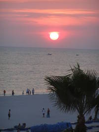 Sunset seen from a balcony in theTradewinds Island Grand Hotel